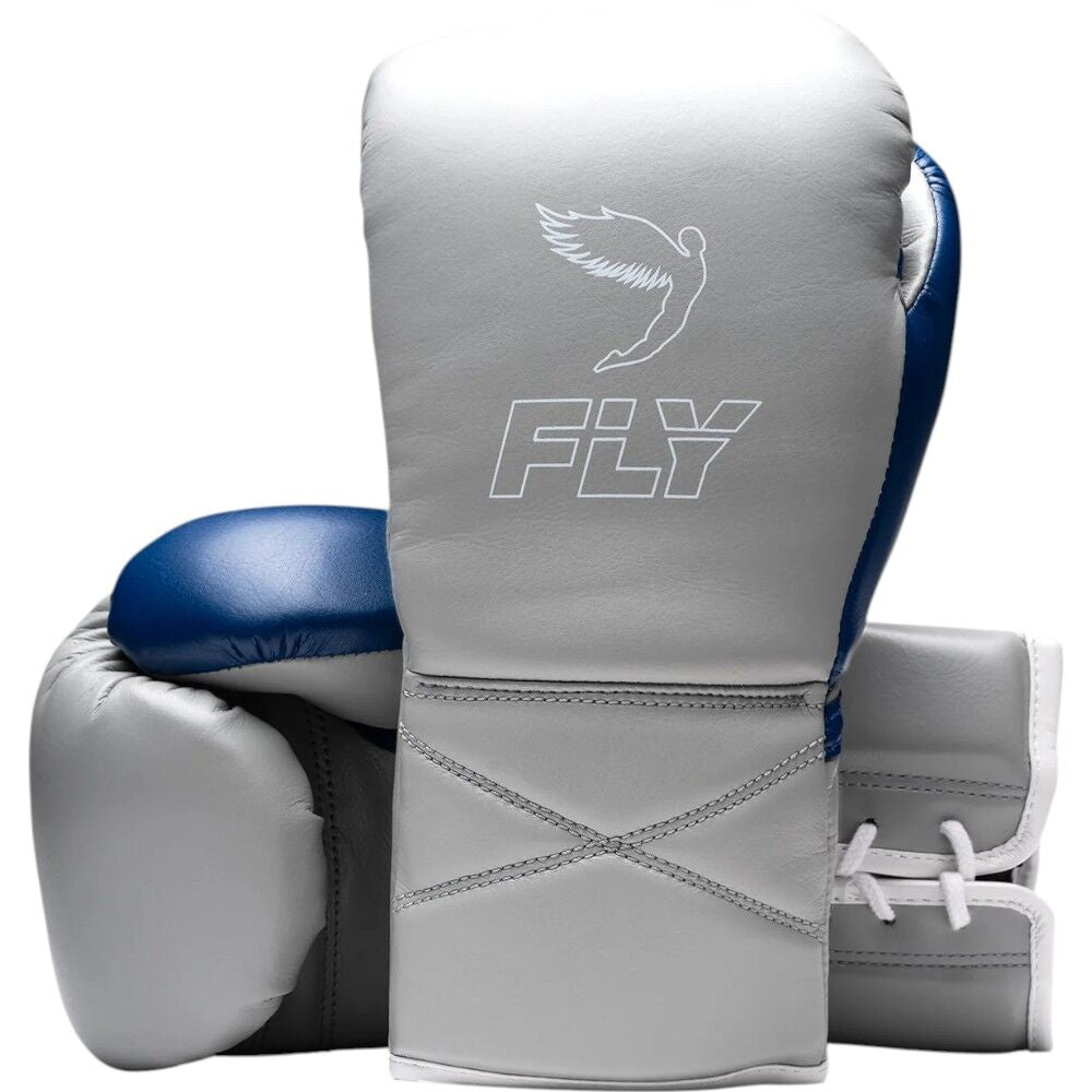 FLY BOXING SUPERLACE X2 GREY/SPACE BLUE LACE UP BOXING GLOVES