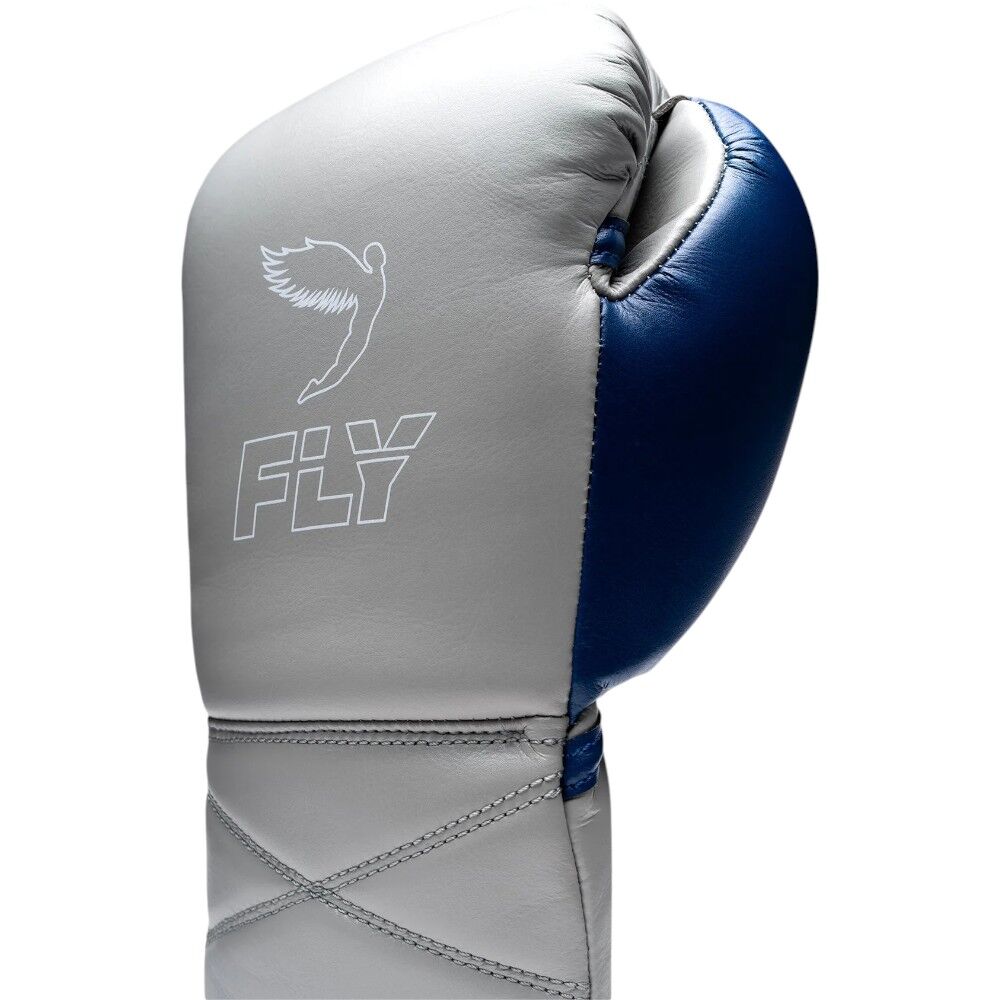 FLY BOXING SUPERLACE X2 GREY/SPACE BLUE LACE UP BOXING GLOVES