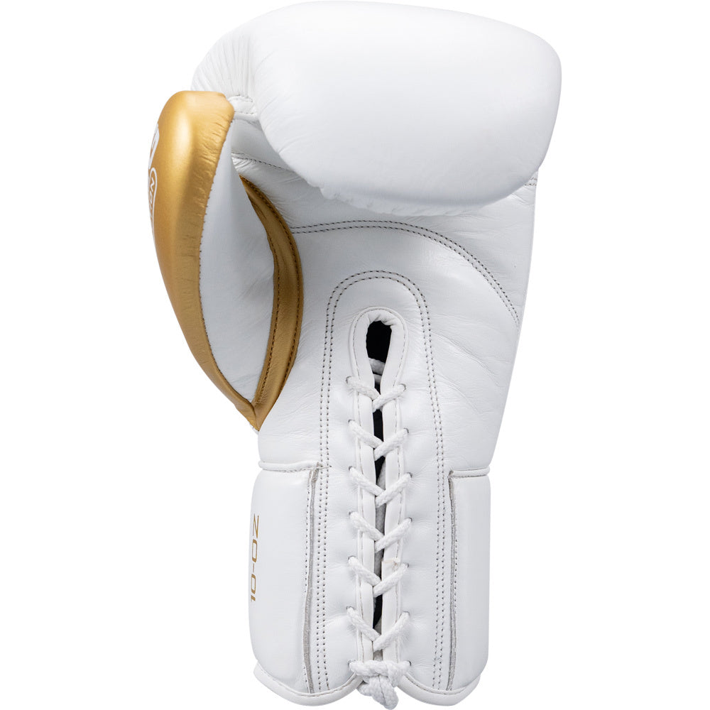 Sting White / Gold Evolution Lace Up Boxing Gloves