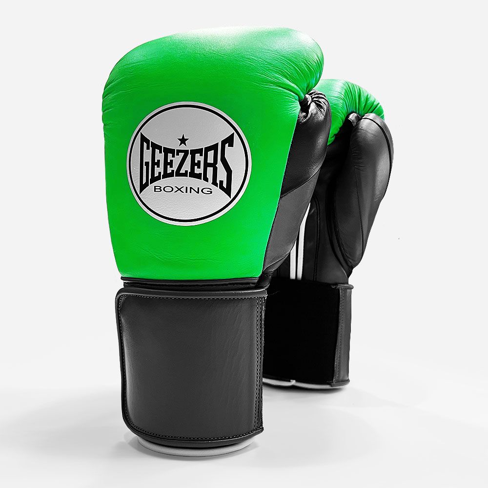 Geezers Halo Training/Sparring Boxing Gloves - Velcro  Lumi Green 12oz